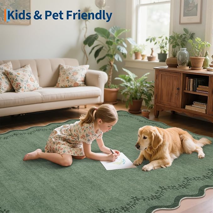 GarveeHome 3x5 Scalloped Washable Area Rug Non Slip Bedroom Entryway Rug | Soft - Image 7