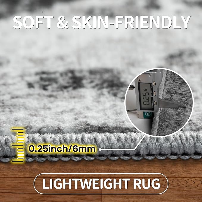 8x10 Area Rugs for Living Room Bedroom Dining Room Washable Black Grey | Soft - Image 6