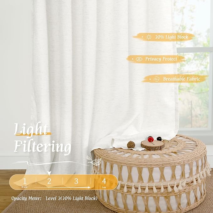 Natural Ivory White Linen Curtains - Image 4