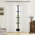 Beige White Pinch Pleated Linen Curtains 2 Panels 108 Inches Long | 400GSM by Twodrapes
