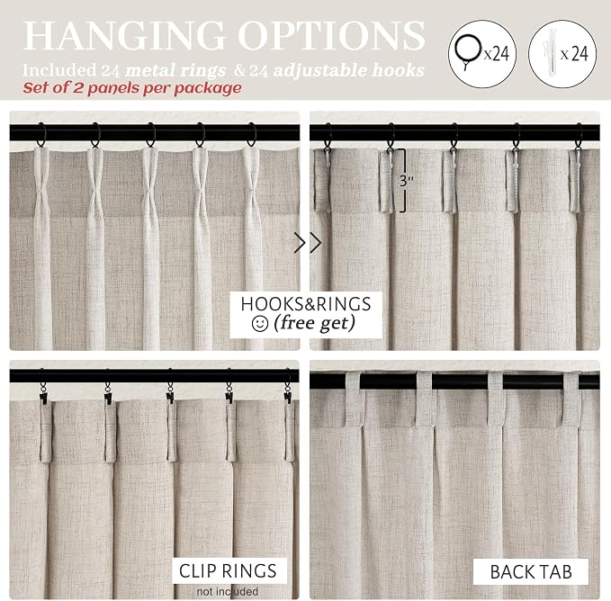 Extra Wide 70 Inch Pinch Pleated Curtains 84 Inch Length 2 Panels Set - Image 5