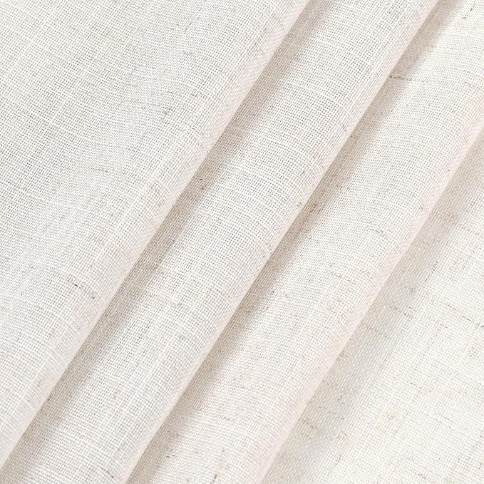 Ivory White Linen Curtains 90 inch - Image 4