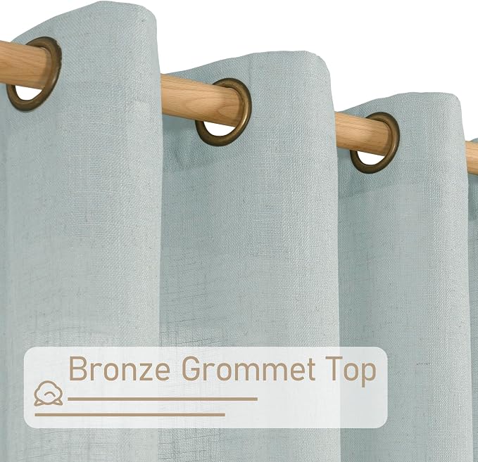 Linen Curtains 108 Inches Long for Living Room, Bronze Grommet Linen Textured - Image 3