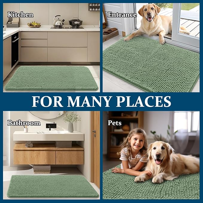 OLANLY Dog Door Mat for Muddy Paws 35x24, Super Absorbent Chenille Mud Mat | - Image 8