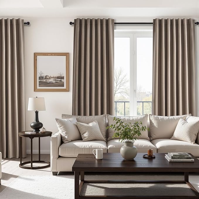 Topfinel Dark Flax Blackout Curtains 120 Inches Long by Topfinel