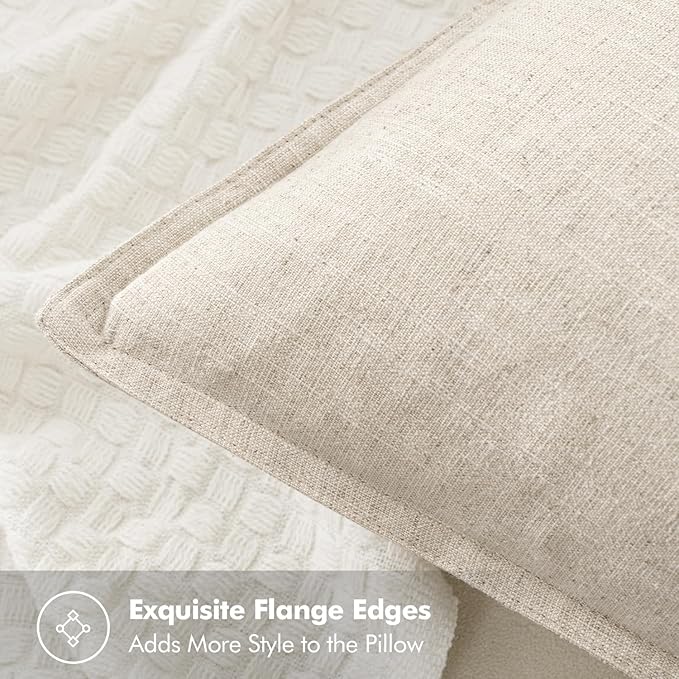 MIULEE Decorative Euro Sham Pillow Covers 26x26 Natural Beige | Boho Farmhouse​ - Image 2