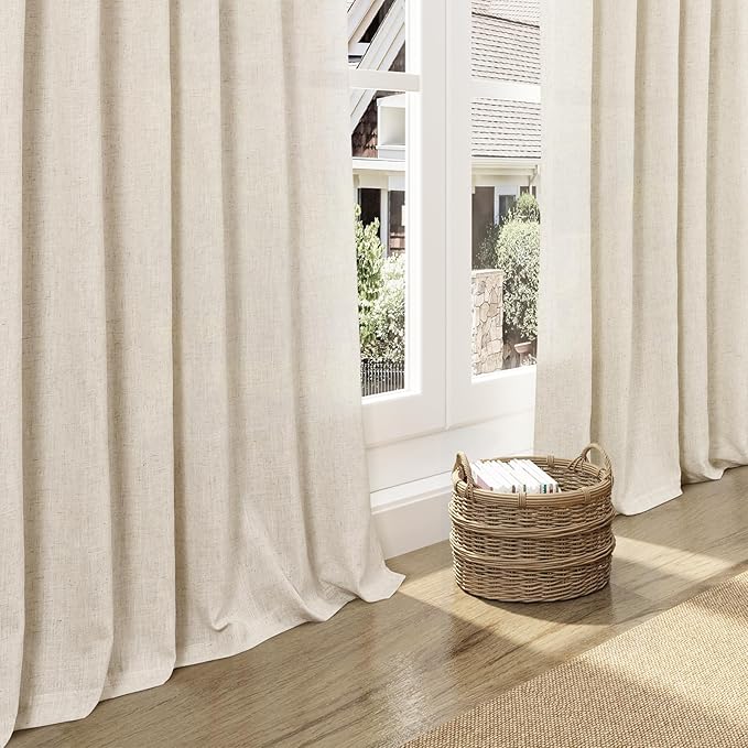 Linen Curtains for Living Room 120 Inches Long Modern Farmhouse Decor Light - Image 5