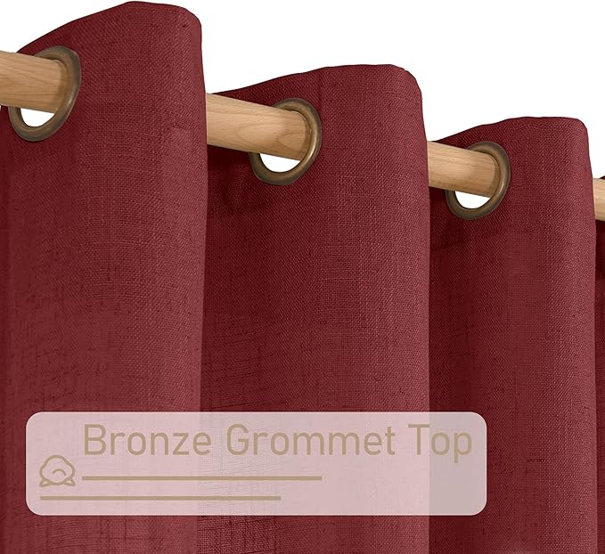 Red Linen Curtains 40 Inches Long - Image 4