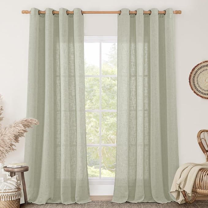 95 Inches Long Sheer Linen Curtains by LAMIT