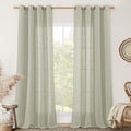 Linen Curtains for Living Room, Sage Grey 90 Inch Length Bronze Grommet Linen by LAMIT