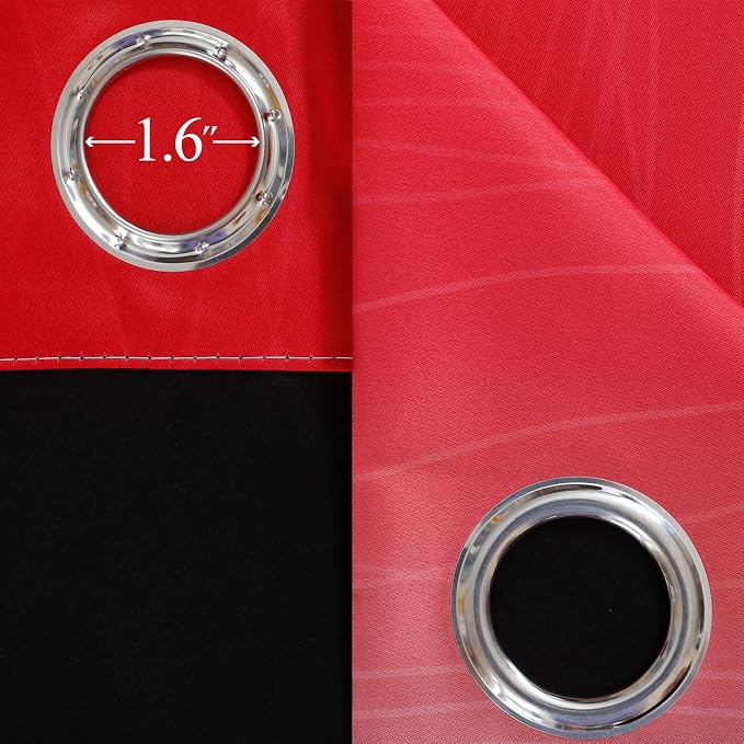 Red and Black Ombre Blackout Bedroom Curtains 45 Inch Long | Room Darkening - Image 7