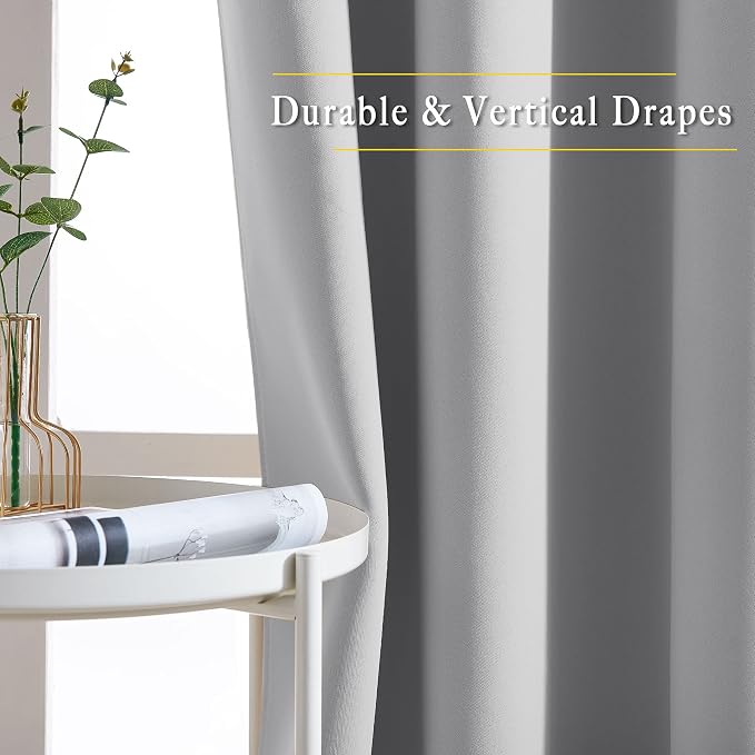 NICETOWN Blackout Silver Grey Curtains & Drapes - Image 5