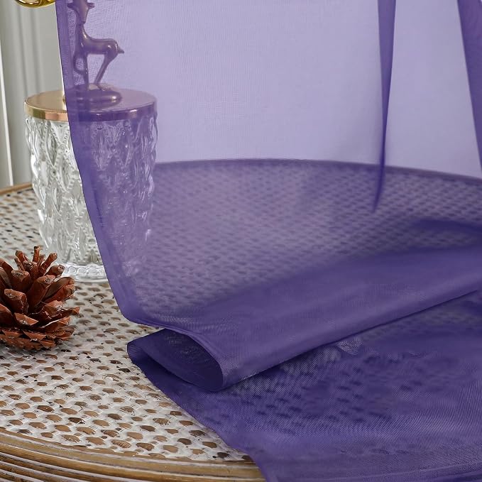 Purple Sheer Curtains 84 Inches Long 2 Panels Set, Light Filtering Sheer - Image 4