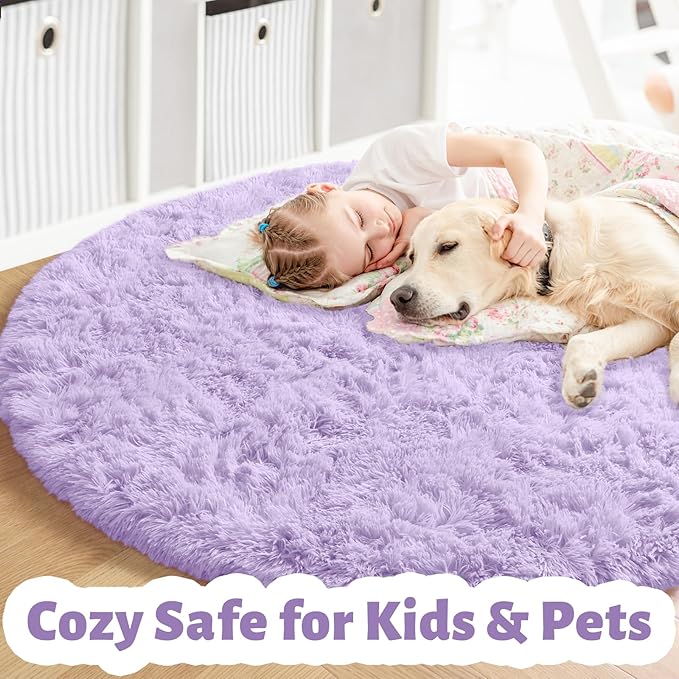 Amdrebio Light Purple Lavender Large Round Rug 8Ft - Image 3