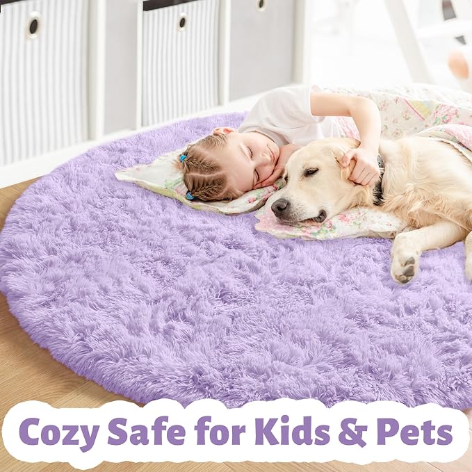 Amdrebio Light Purple Lavender Large Circle Rug 6Ft - Image 3