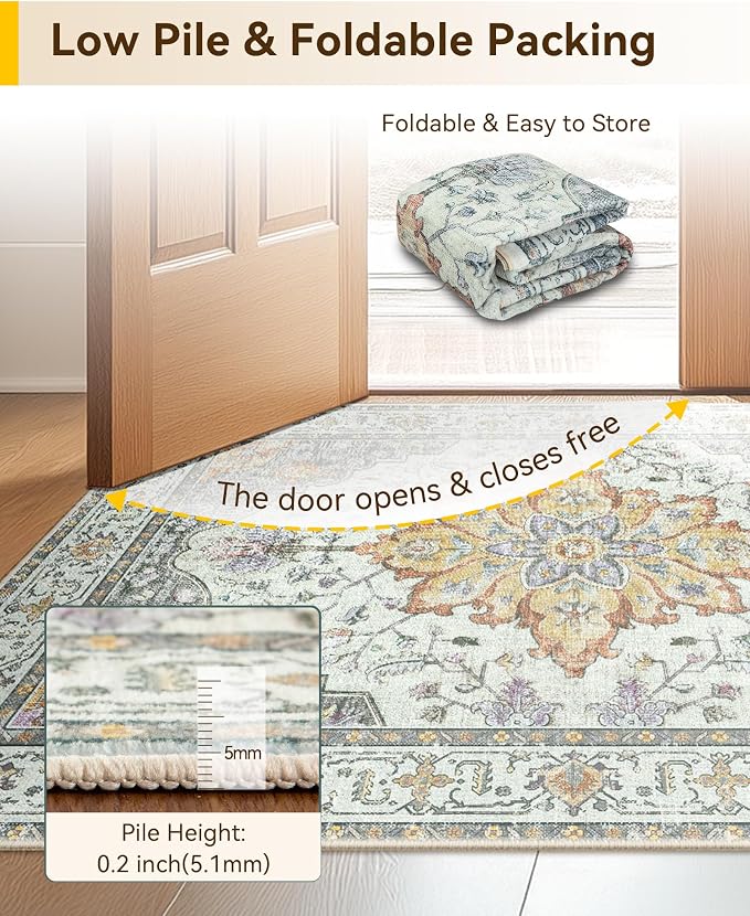 RELEANY Washable Area Rug, Square 6'x6', Water Repellent, Pet Friendly - Image 4