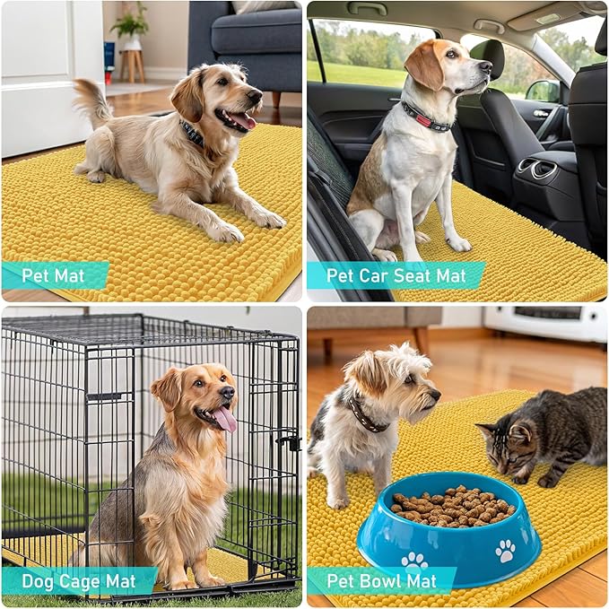 OLANLY Dog Door Mat for Muddy Paws 59x32, Super Absorbent Chenille Mud Mat | - Image 7