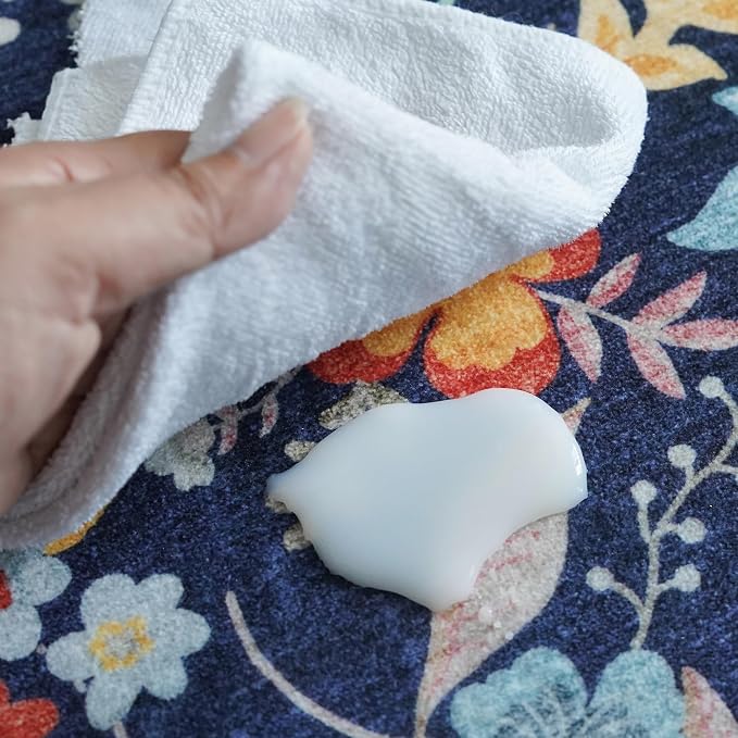 Washable 3x6 Hallway Runner Rug: Low-Pile Floral Scalloped Entryway Runners - Image 5