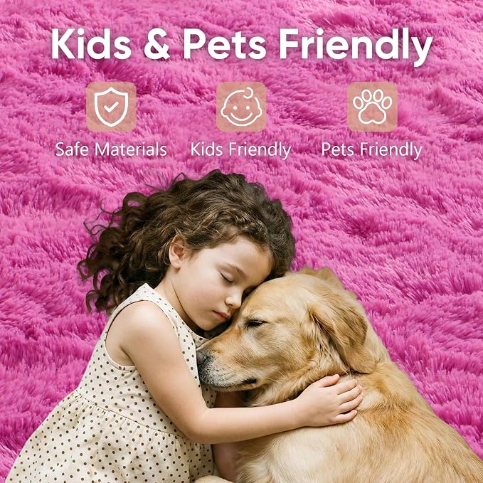2x6 Hot Pink Fluffy Soft Runner Rug Non-Slip - Image 7