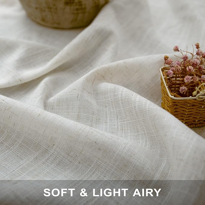 Natural Linen Curtains 54 Inch Length - Image 3