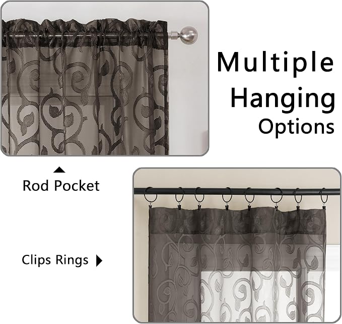 Furman Chocolate Sheer Curtains 84 inches Long - Image 5