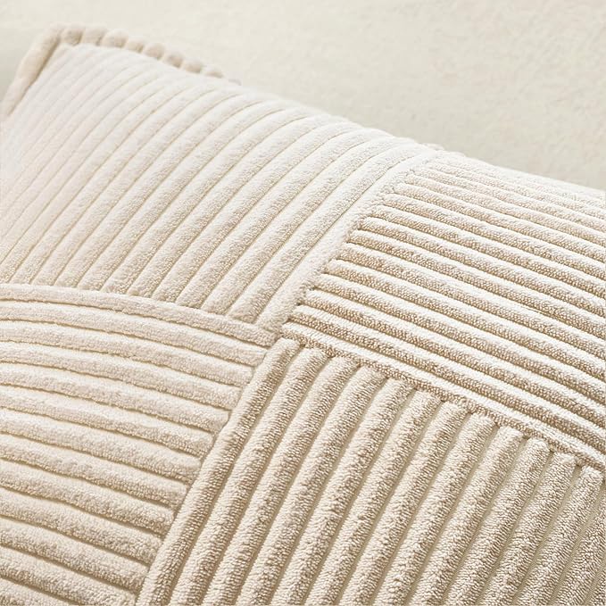 MIULEE Decorative Euro Sham Throw Pillow Covers 24x24 Inch Beige 2 Pack | Boho - Image 5
