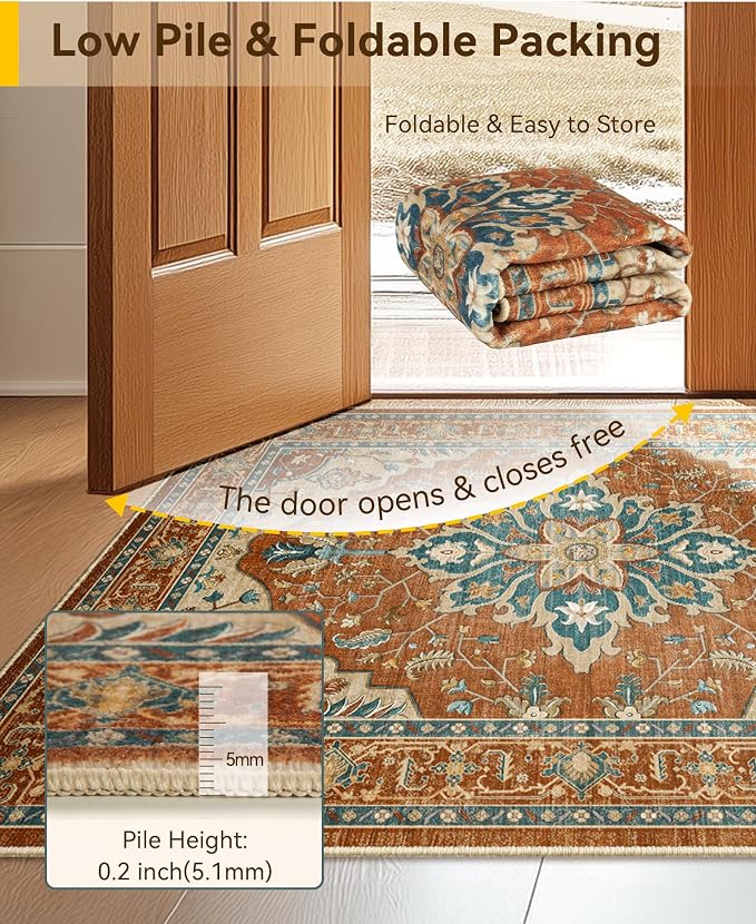 RELEANY Washable Area Rug, Runner 2'6"x5', Water Repellent, Pet Friendly - Image 4