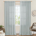 Greyish Blue Linen Curtains for Bedroom 84 Inch Length 2 Panels | Faux Linen by LAMIT