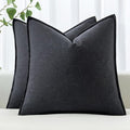 MIULEE Decorative Linen Euro Sham Pillow Covers 22x22 Inch Dark Gray | Boho by MIULEE