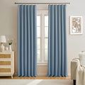 Dusty Blue Pinch Pleated Curtains 132 Inches Long Room Darkening Draperies by KEQIAOSUOCAI
