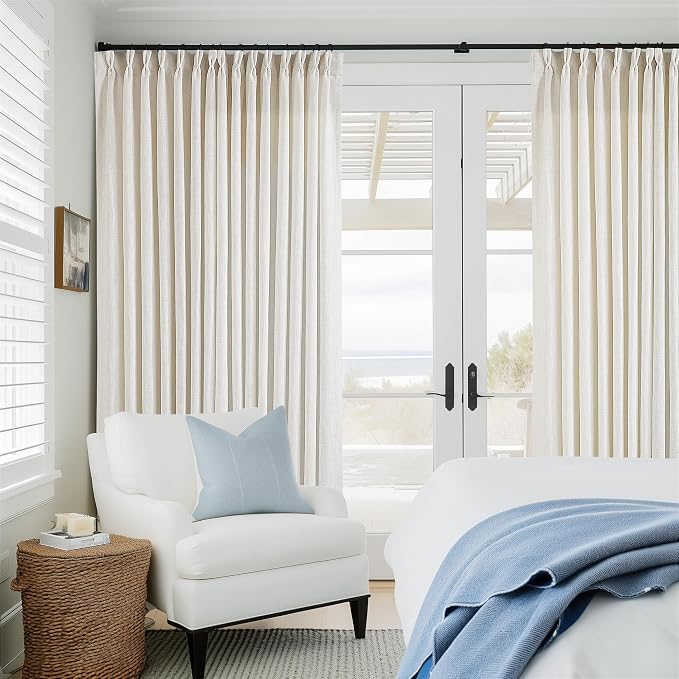 Natural Extra Wide Pinch Pleat 100 x 108 Inch Linen Curtains | Cream Ivory - Image 7