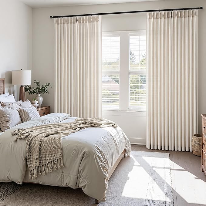 Topfinel Pinch Pleated Curtains 90 Inches Long 2 Panels Set, Ivory Beige Semi - Image 2