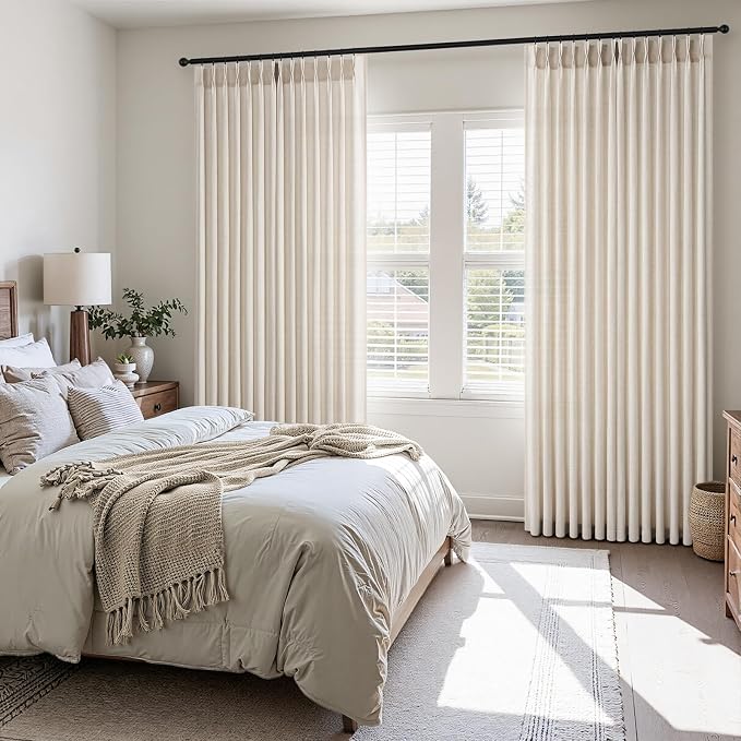 Topfinel 102 Inch Curtains 2 Panels Set, Two Packs Pinch Pleat Back Tab Linen - Image 2