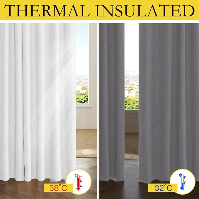 NICETOWN Linen Full Blackout Curtains 52 x 80 inch Panels, Full Bedroom Light - Image 5
