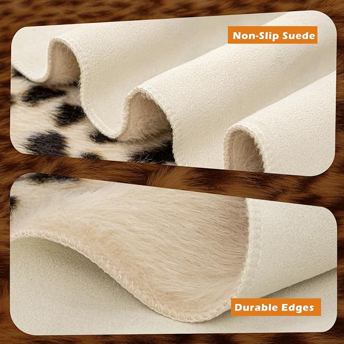 Leopard Print Rug, Faux Cowhide Cheetah Skin Rug Animal Printed Area Rug Carpet - Image 5