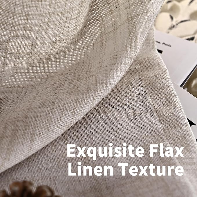 YoungsTex Curtains 90 Inch Length, Linen Light Filtering Drapes Grommet | - Image 4