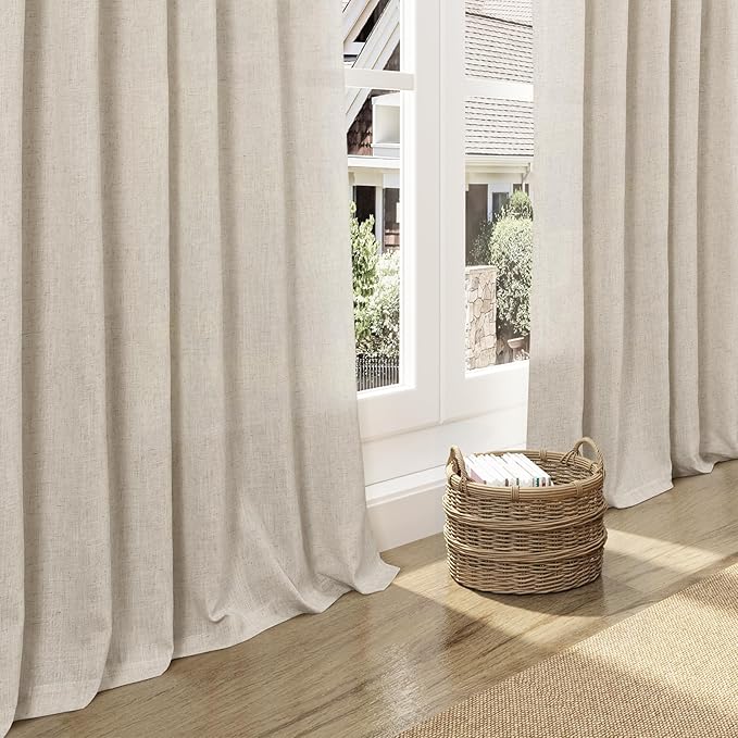Extra Long 120 Inch Curtains for Living Room Boho Linen Light Filtering Semi - Image 5