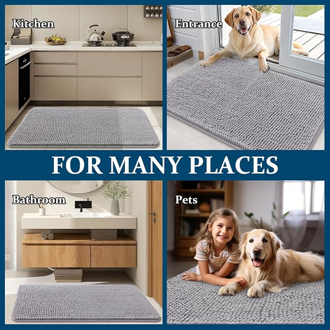 OLANLY Dog Door Mat for Muddy Paws 59x32, Super Absorbent Chenille Mud Mat | - Image 8