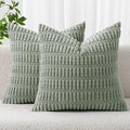MIULEE Corduroy Decorative Throw Pillow Covers 18x18 Grey Green Pack of 2 | by MIULEE