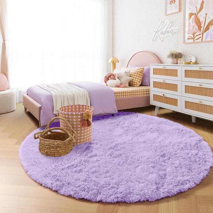 Amdrebio Light Purple Lavender Large Round Rug 8Ft - Image 7