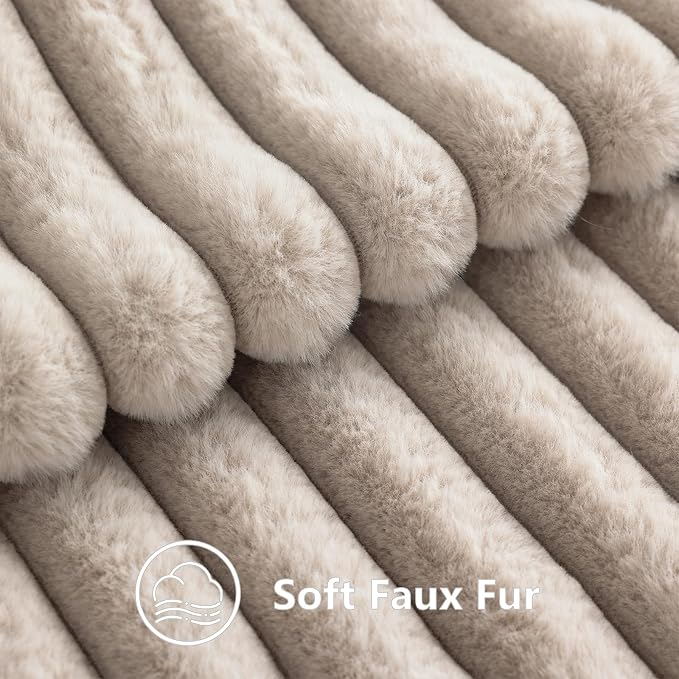 decorUhome Fall Faux Fur Throw Pillow Covers 12x20 Set of 2 Tan | Decorative - Image 3