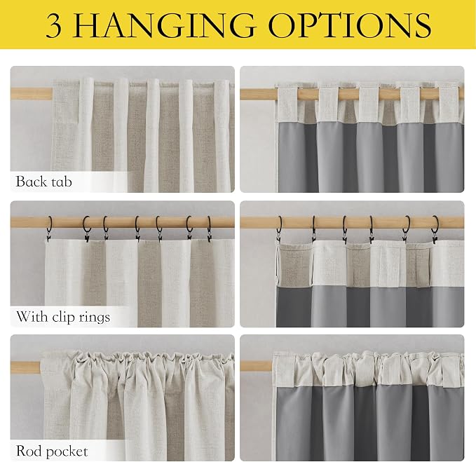 NICETOWN 100% Blackout Curtains 63 inches Long 2 Panels, Thermal Insulated - Image 2