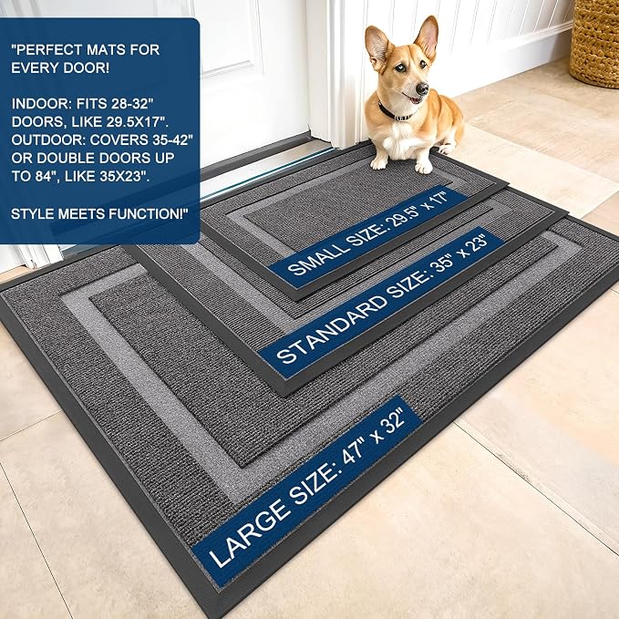 OLANLY Front Door Mat Outside 33x21, All-Season Heavy-Duty Rubber Doormat | - Image 2