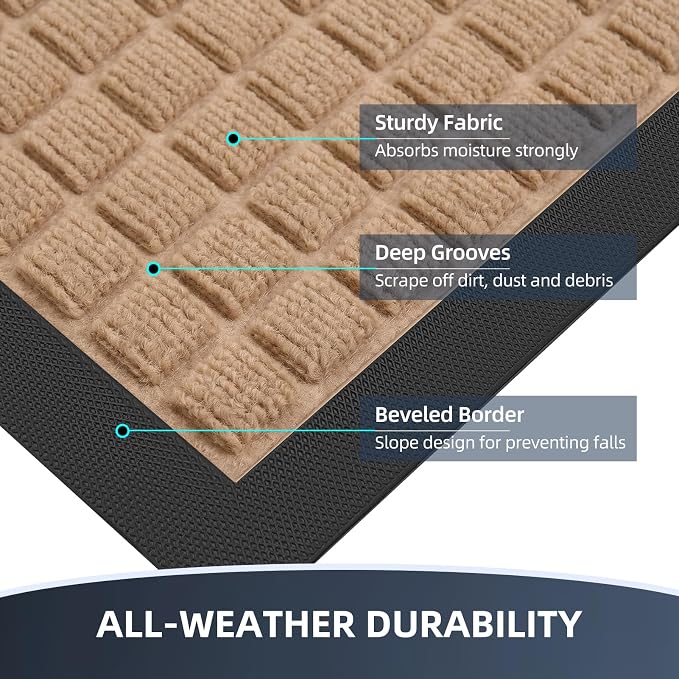 Front Door Mat Outside Entrance, Heavy Duty Waterproof Doormat | 47.5"x35.5" - Image 3