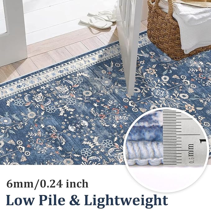 Yamaziot 2x5 Washable Hallway Runner Rug Non Slip Floral Carpet, Stain Resistant - Image 4
