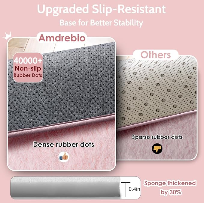 Amdrebio Pink Shag Plush Area Rug 6x9 - Image 6