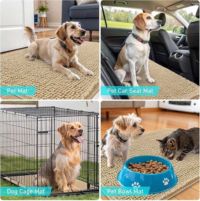 OLANLY Dog Door Mat for Muddy Paws 70x32, Super Absorbent Chenille Mud Mat | - Image 7