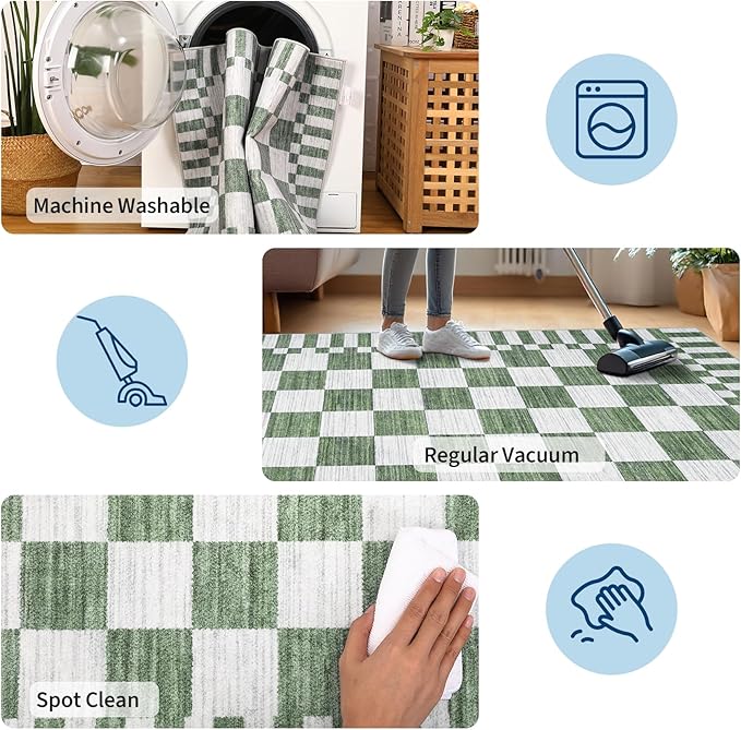 GarveeHome 2x12 Checkered Kitchen Runner Rug - Image 7