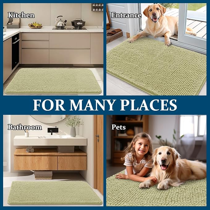 OLANLY Dog Door Mat for Muddy Paws 44x24, Super Absorbent Chenille Mud Mat | - Image 8
