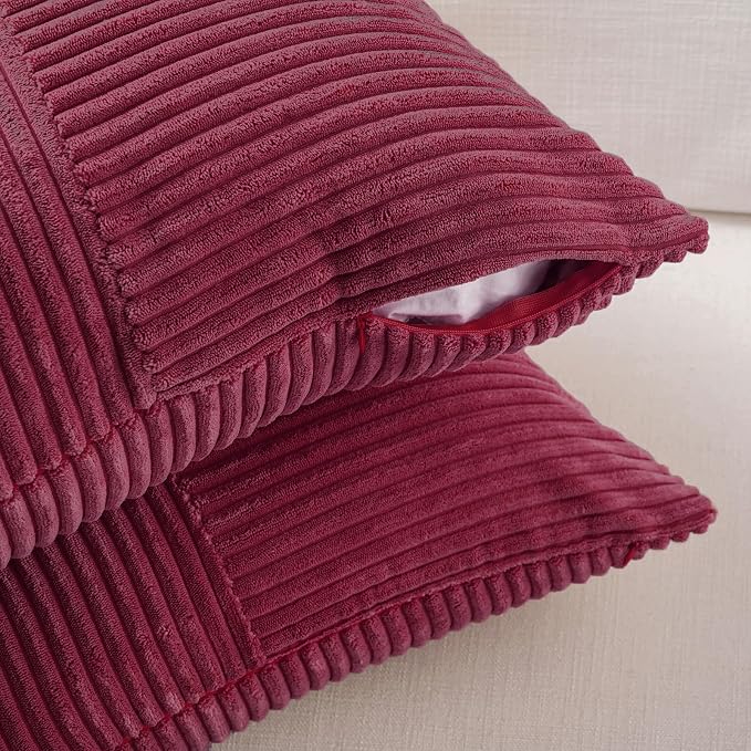 Fancy Homi 2 Packs Burgundy Lumbar Decorative Throw Pillow Covers 20x28 Inch - Image 4
